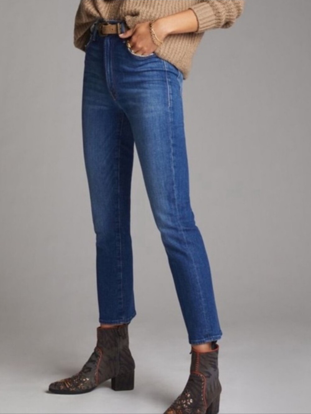 Mother The Swooner Rascal Ankle Jeans Where Is My Mind? Straight Leg Size 28